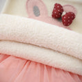 Girlsweater bunny thickened all-in-one velvet with tutu skirt two-piece set baby girl round neck knitting bottom shirtsuit
