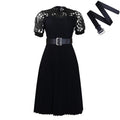 D499 european and american style women's  new short-sleeve lace trim pleated african dress - cross-border evening gown