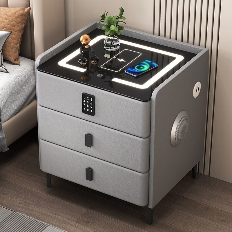 Smart nightstand modern bedroom home light luxury minimalist smart wireless charging multifunctional fingerprint lock practical cabinet