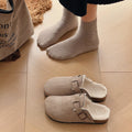 Maomao lazy birkenstock thick sole2024 autumn winternew arrival slip-on slippers fleece-lined birkenstock toe-cap half slippers for women