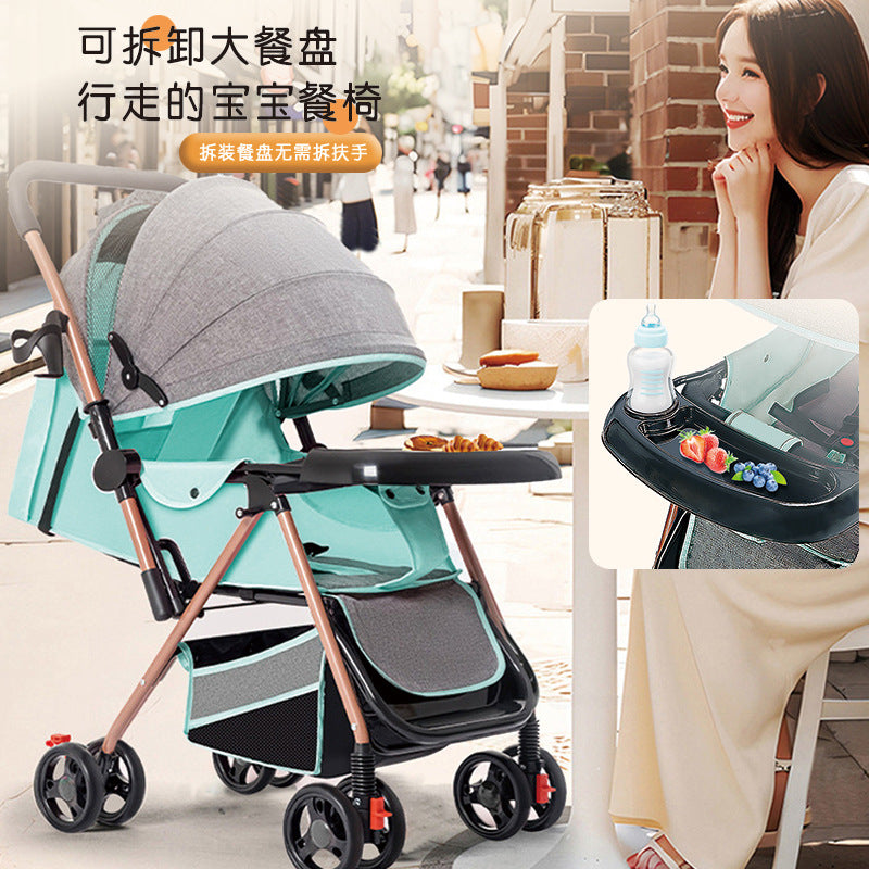 Baby stroller - convertible pushchair, lightweight & foldable, one-click fold, four-wheel design for easy walking, suitable for ages 0-3 years