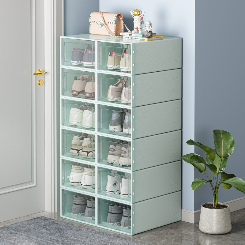 Folding shoe box household door shoe rack shoe storage box drawer type transparent shoe cabinet storage box saves space