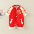 Baby fall and winter wear chinese style long sleevesfleece-lined khaki full moon suit tiger head first birthday dress climbing suit national trend