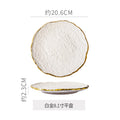 White 8inch shallow plate - gold