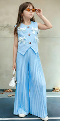 new european and american style girls' suit vest top + wide-leg pants - european and american cross-border children's outfit set