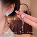 Japanese and korean zircon mint ice flower earrings for women spring and summer niche design tassel earrings 2026 new earrings