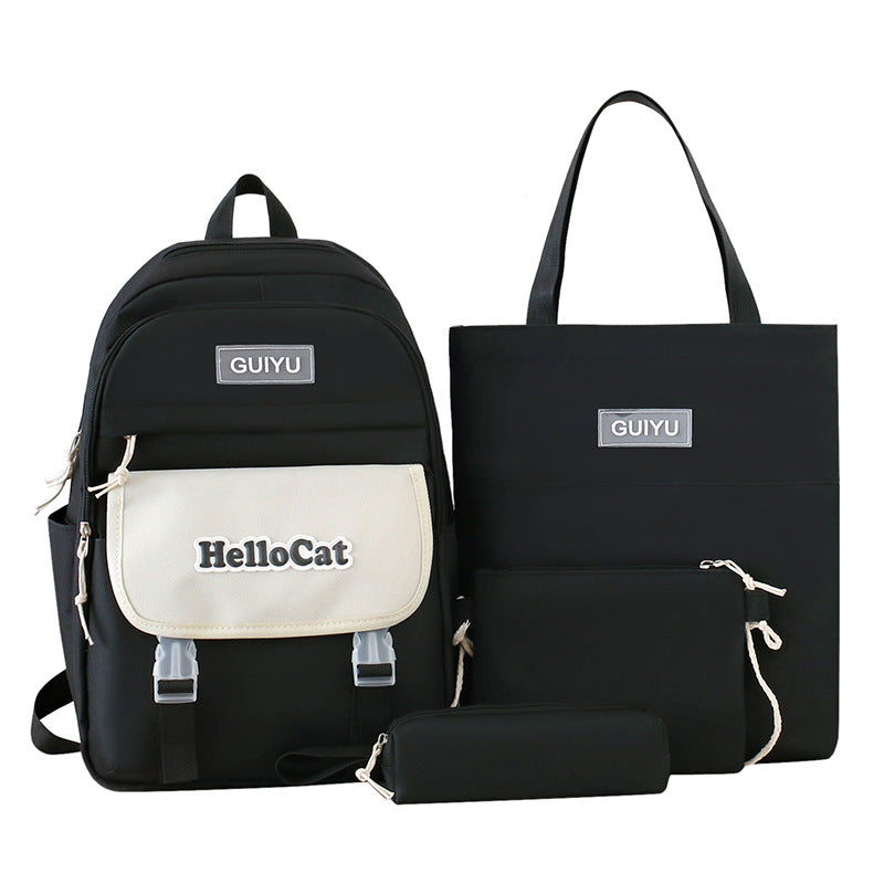 School bag, light for junior high school students, four-piece set for primary school students, large-capacity Korean version backpack, new backpack in 2025.