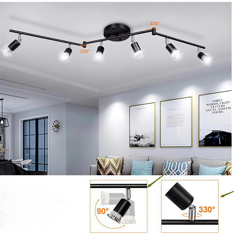 Modern minimalist chrome surface-mounted track lighting fixture for living room, bedroom, hallway, iron ceiling, shop, commercial background wall