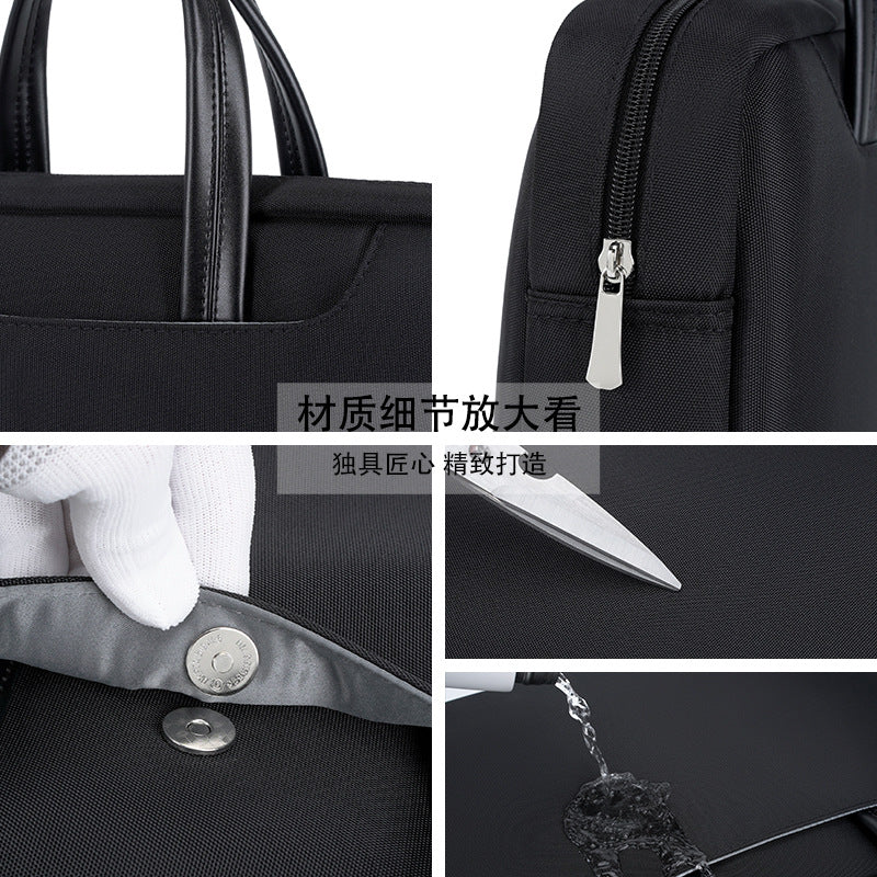 Large capacity business briefcase - waterproof oxford cloth document bag with custom printing, office zipper conference bag, laptop sleeve