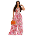X6287 cross-border   fashion women's floral print sleeveless collarless pants jumpsuit