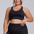European and american plus size sports bra for women, high impact shockproof brushed fabric racerback yoga tank top, high elasticity breathable fitness bra