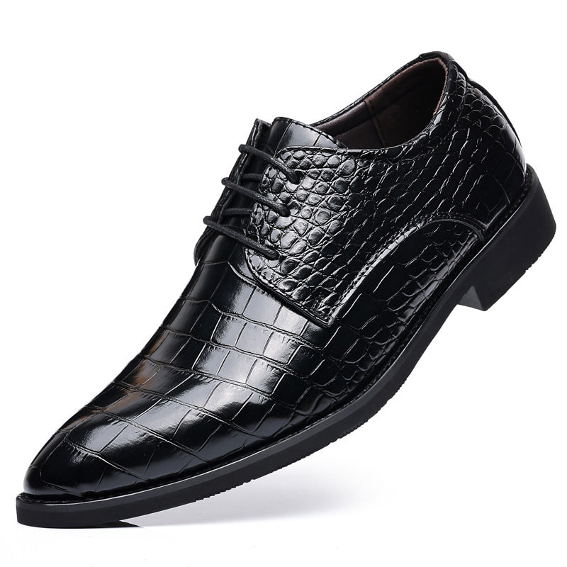 2024 men's leather dress shoes - new business casual style, crocodile embossed, british & korean design, pointed toe, plus sizes available