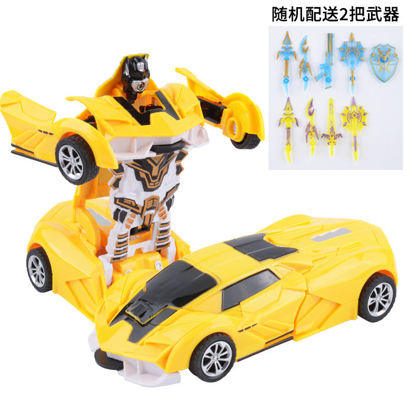 Kids' impact-activated transforming inertia car - boys' toy, impact-transforming sports car, racing car - wholesale for night market, park, and street vendor goods