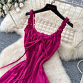 Frenchromantic style suspender earrings dress women's summer straps waist slimming look a-line cake draped long skirt