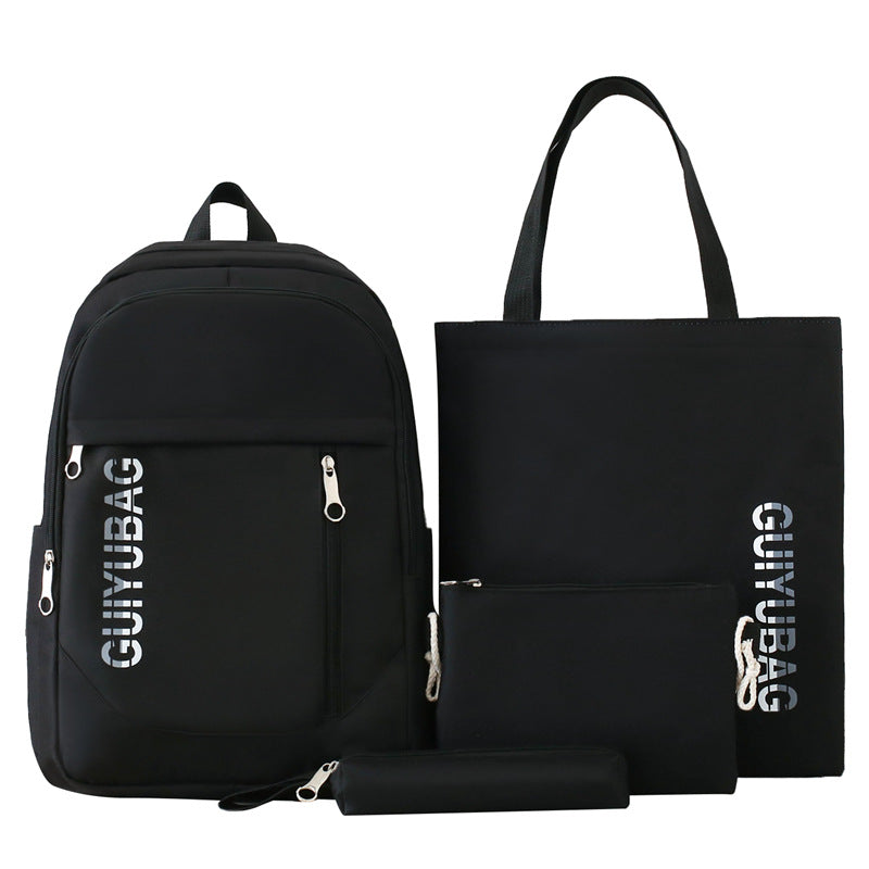 Primary and secondary school students schoolbag large-capacity bag simple solid color versatile backpack new fashion trend backpack