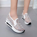 women's fashion flat heel hidden wedge mesh breathable casual flats - supports cross-border platforms and dropshipping