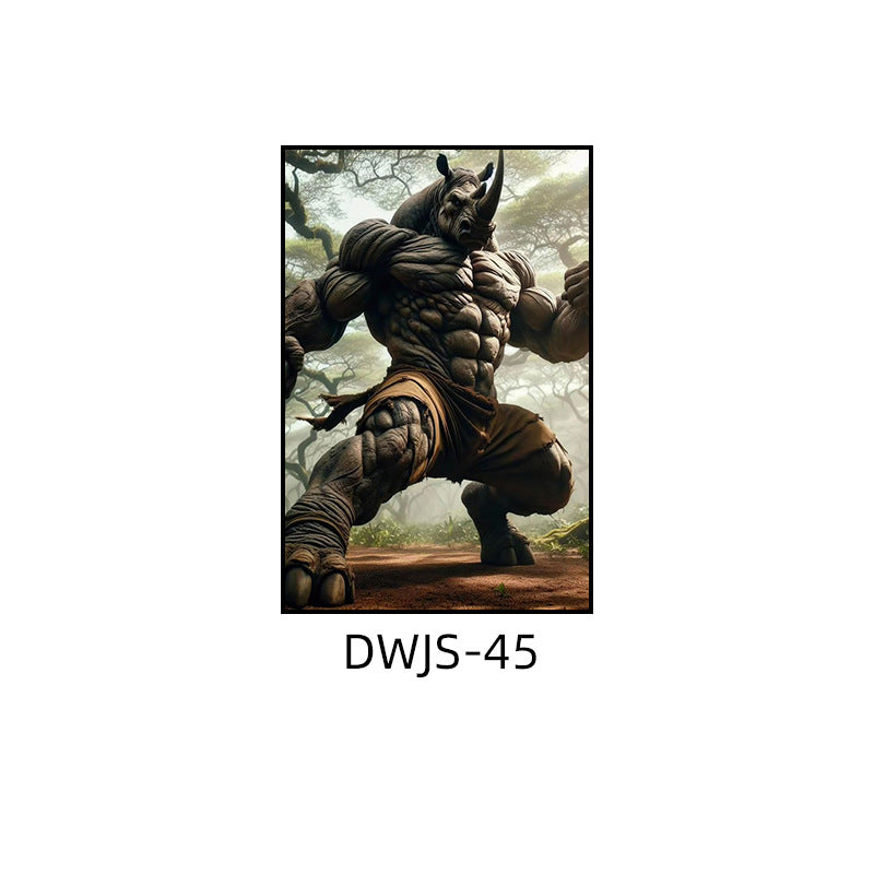 Gym decorative painting industrial style boxing hall hanging painting taekwondo martial arts hall fighting creative animal cartoon mural