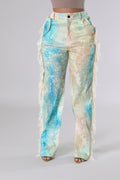 Amazon hot selling european and american women's fashion printed tassel straight-leg casual pants cross-border e-commerce women's trousers