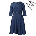 D524 women's foreign trade fashion dress - european & american style,  autumn/winter new collection, trendy v-neck solid color high-waisted african maxi dress