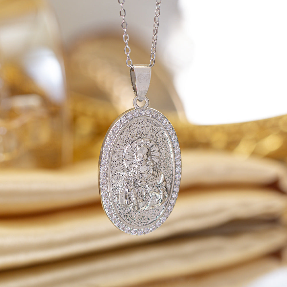 [titanium steel] cross-border popular copper micro-embedded necklace for women, stainless steel gold-plated electroplated high-end exquisite clavicle chain jewelry