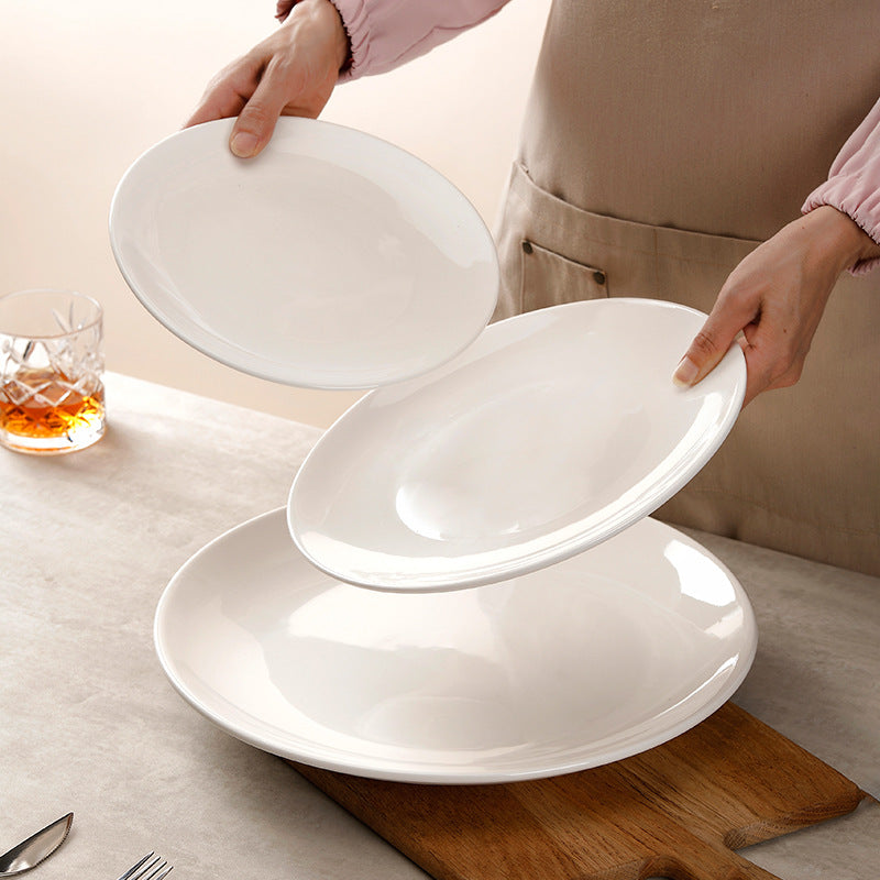 Wholesale shallow plate pure white ceramic plate for home dish plate hotel western food steak plate dish western tableware flat plate