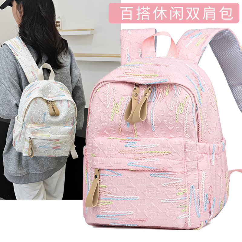 New casual backpack Korean version high value large capacity cute sweet schoolbag college student trend lightweight backpack