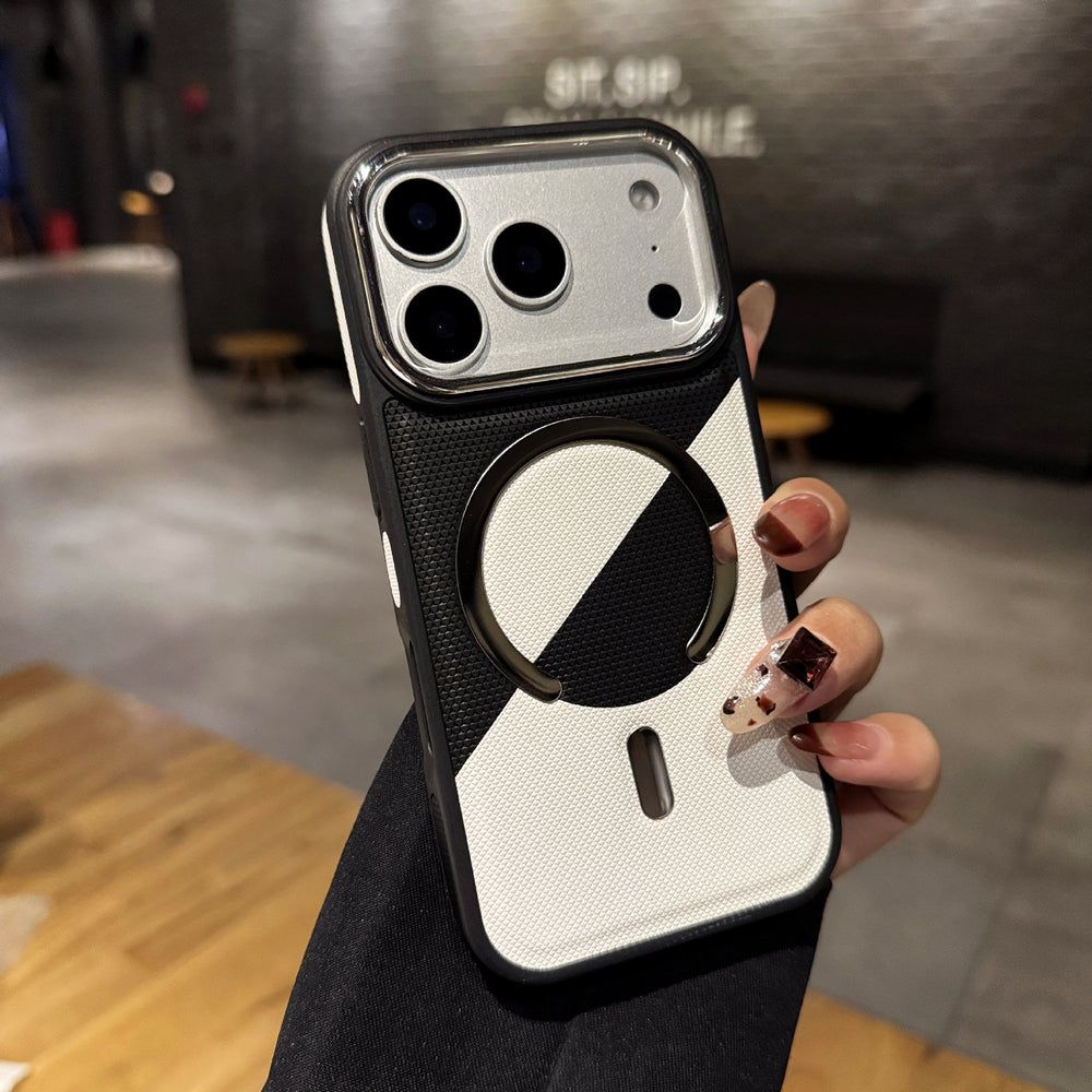 New color block leather texture magnetic iphone 17 case, apple 16 pro max shockproof protective cover - wholesale
