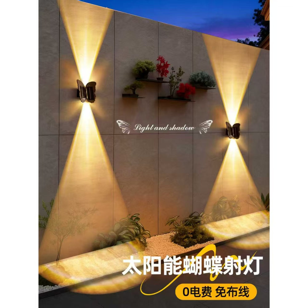 Outdoor solar wall light butterfly wash wall lamp minimalist modern stairway aisle wall sconce courtyard balcony light