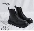 Popular martin boots for men, high-top trendy spring & fall british style, retro mid-top leather shoes, heightening black leather boots