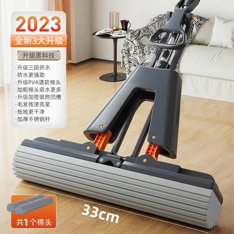 new sponge absorbent mop head - efficient one-wipe, two-clean, hands-free cleaning tool - sponge mop for home use