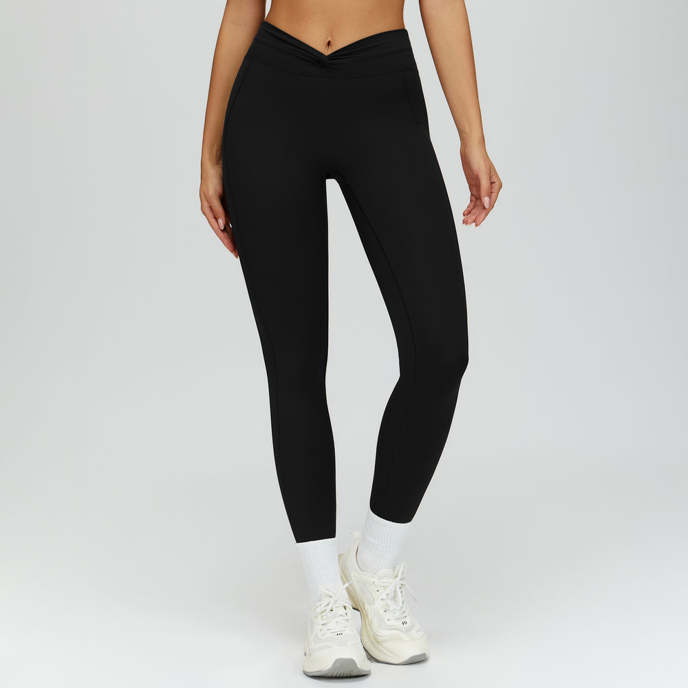 nude feel tight yoga pants cross high waist twist fitness pants outdoor running exercise pants 4514
