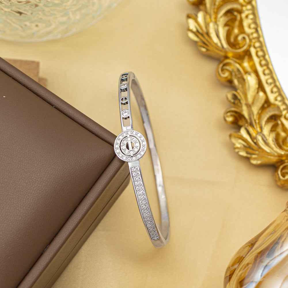 Bracelet female titanium steel fashion non-fading copper inlaid zirconium bracelet niche high-end fashion elegant jewelry wholesale hand jewelry