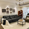 Italian normcore genuine leather sofa large apartment living room large black cow sofa 2025 new arrivalretro black diamond sofa