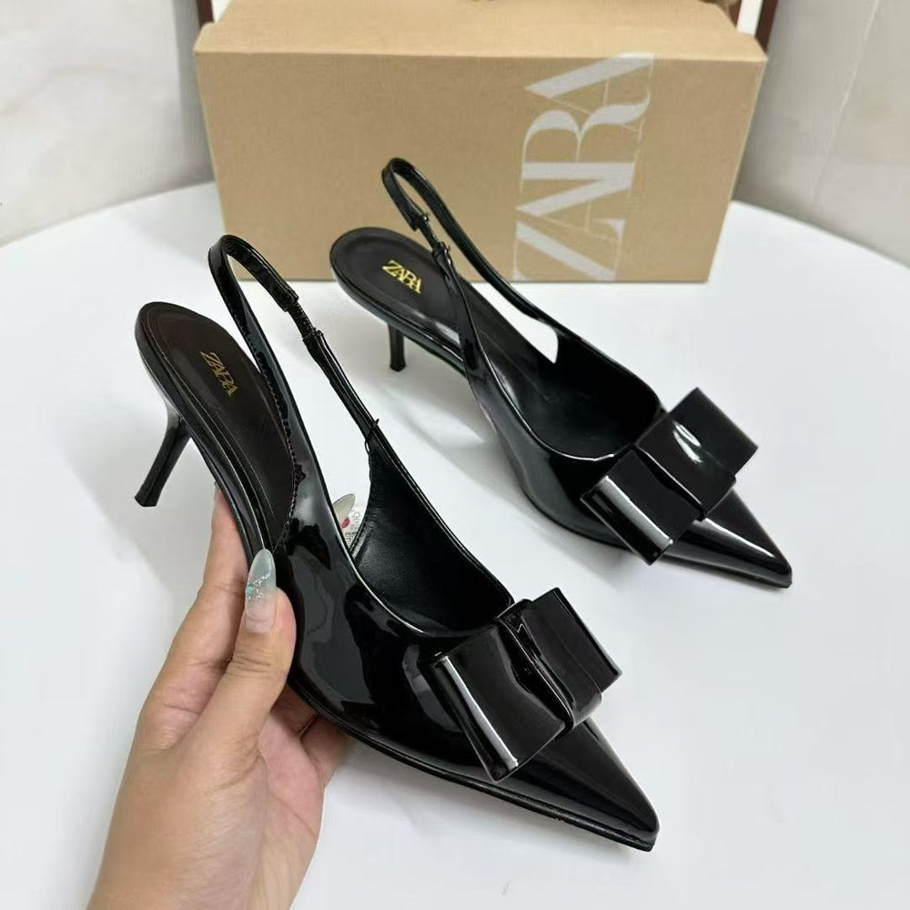 Za2025 spring/autumn new arrival: premium pointed-toe stiletto heels - women's professional pumps, patent leather nude closed-toe sandals