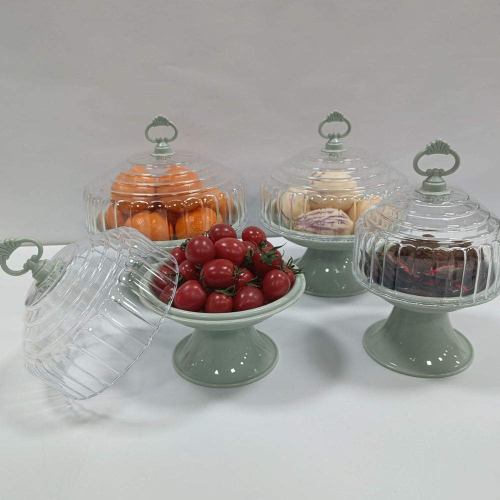Classy display plate modern casual plastic round fruit plate multi-functional with lid large capacity plate glass plate