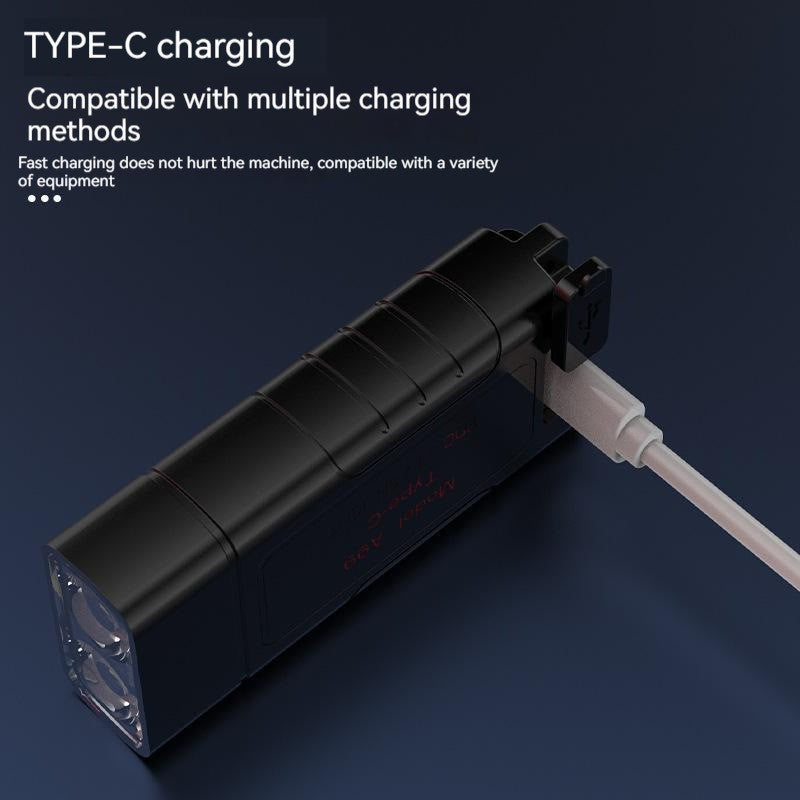 Mini Multifunctional Double Light Flashlight Life Waterproof Compact Lightweight Cycle Charging Outdoor Camping Strong Light Long Distance Shot