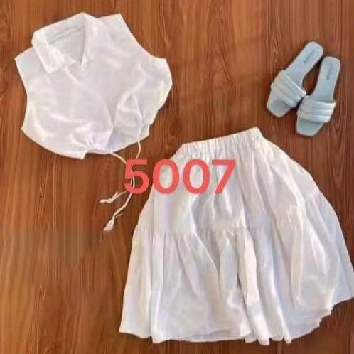 European and American new two-piece set, lapel sleeveless cardigan, open button lace-up top, A-word short skirt set