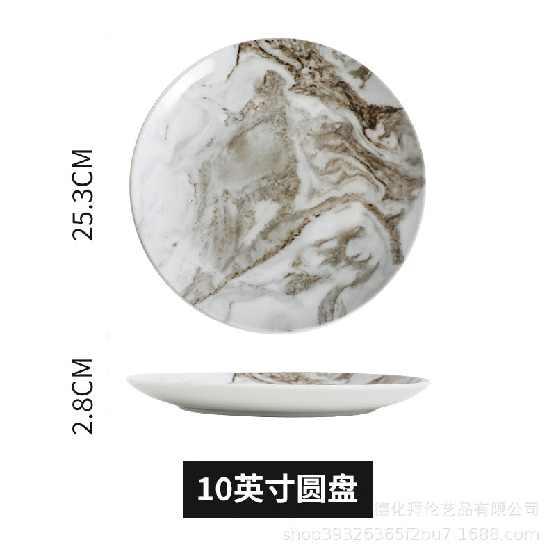 Ceramic marble pattern dinner plate - nordic theme restaurant western dinner plate - unique ceramic tableware - factory direct