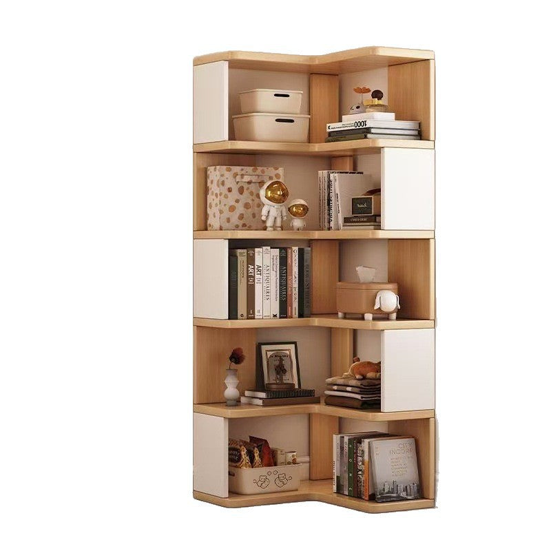 Corner bookshelf floor-standing storage rack home organizer living room corner multi-tier storage shelf simple solid wood bookcase