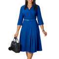 D507  foreign trade women's new v-neck fashionable elegant pleated stretch elegant african dress