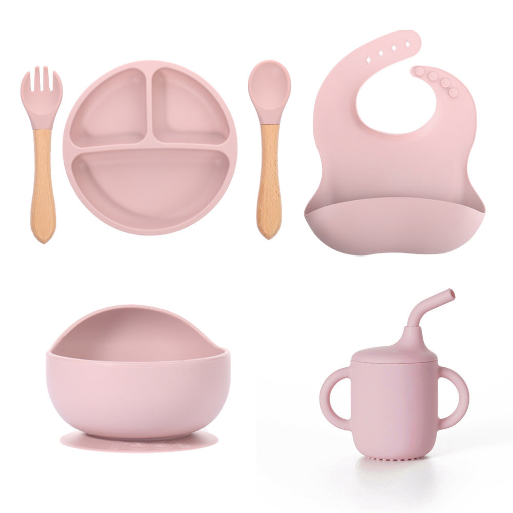 Children's Grid Silicone Plate, BPA Silicon Free Children's Gift Tableware Feeding Set Three Grid Plate