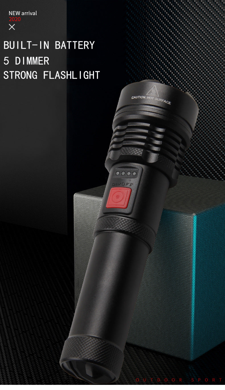 LED power display strong light flashlight  XHP50 built-in USB charging telescopic zoom far and near light flashlight