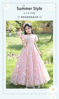 Girldressprintingfloralsprincess skirt long skirt forest style pastoral chiffon waist slimming lookkids skirt lady