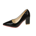 Exportnew arrivalplus size pointed toe square heel high heels 2026 summer shallow mouth fashion patent leather thick heel professional women's flats