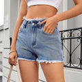 Fashion cross-border  women's clothing new arrival  independent station washed hot girl raw edge denim shorts hot pants trendy