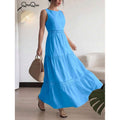 fashionsummernew arrival round neck sleeveless cut outlaceeleganceromanticcasual vacation dress