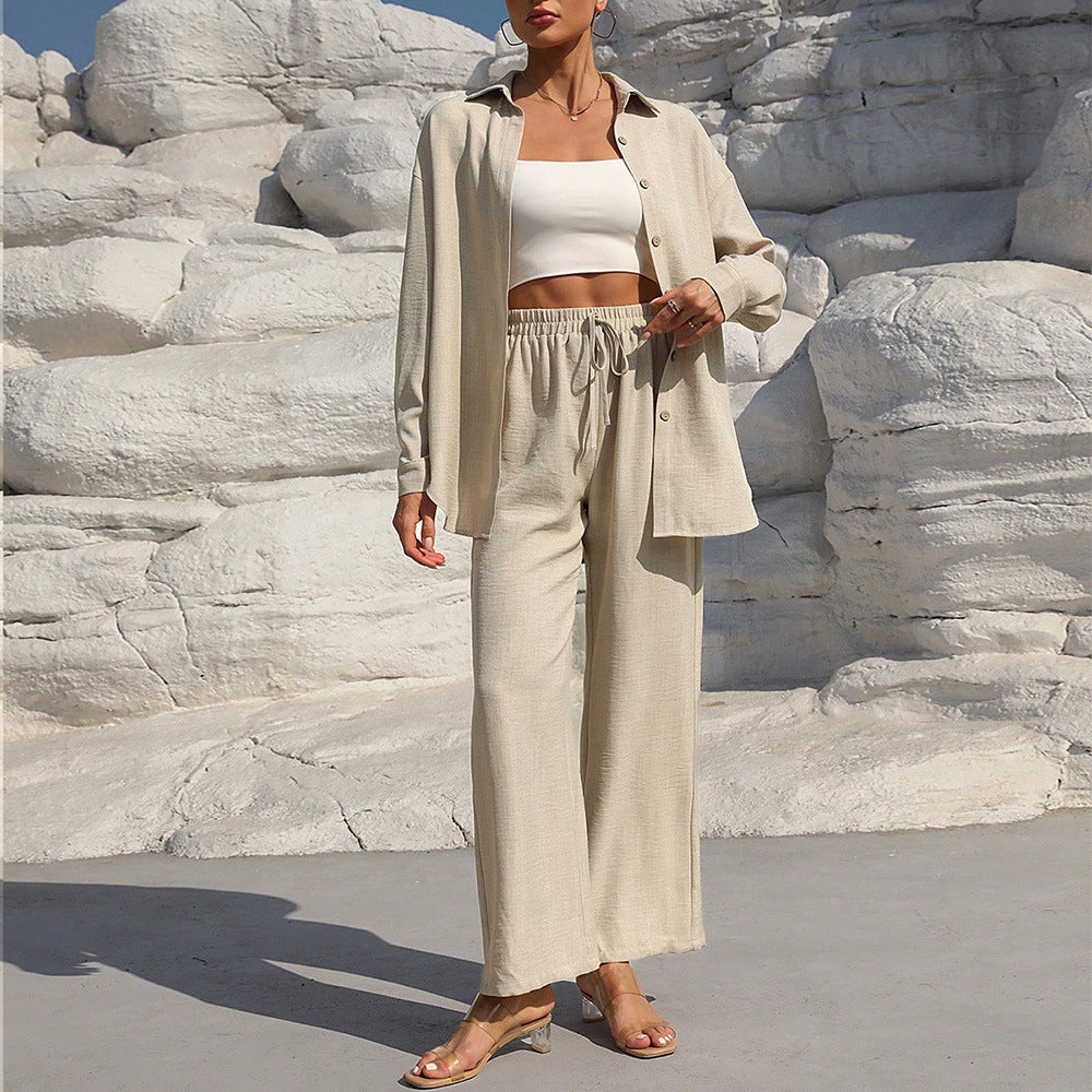 European and american cross-border  summer new arrival: loose-fit two-piece set with wide-leg pants - casual outfit for wholesale export