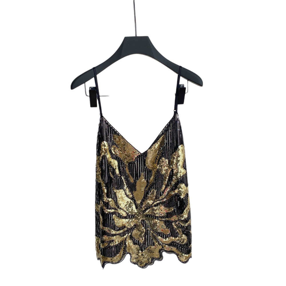Accessible luxuryfashion style camisole women's summer heavy industry sequin mesh sense of design fried street hot girlpetitestops