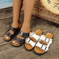 Exportplus sizesummernew arrivalretrocasual slippersthick sole double buckle birkenstock slippers women's sandals outwear