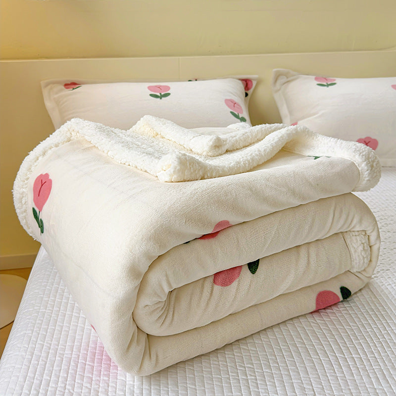 Winter Flannel Blanket Thickened Warm Lamb Fleece Blanket Office Nap Coral Fleece Blanket Milk Fleece Blanket